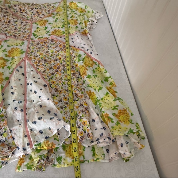 Free People wildflower patchwork mini dress in multi Ivory Combo Size Large - Picture 11 of 12